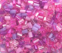 50g 5x4x2mm Pink Multi Mix Tile Beads